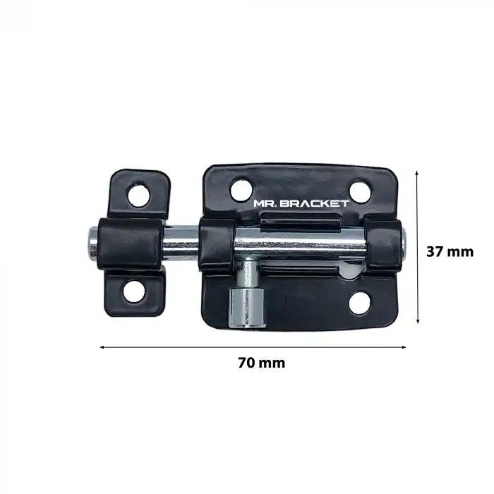 Dekoratif Siyah Mavzer Sürgü No: 1 - Kapı Arkası Pencere Pimapen Dolap Kapak Çekmece Sürgüsü Kilit