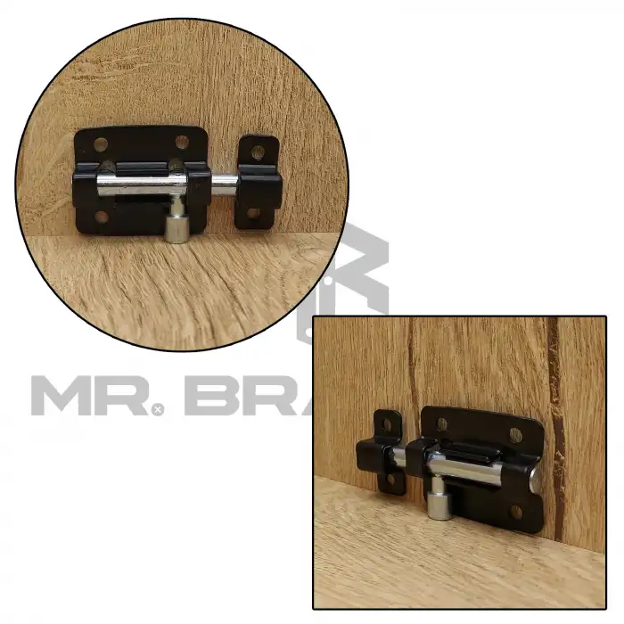 Dekoratif Siyah Mavzer Sürgü No: 1 - Kapı Arkası Pencere Pimapen Dolap Kapak Çekmece Sürgüsü Kilit