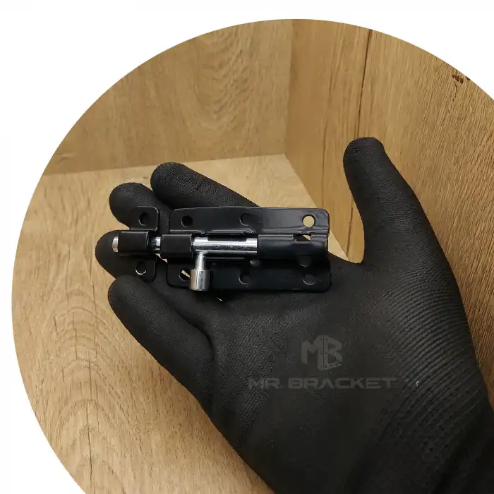 Dekoratif Siyah Mavzer Sürgü No: 3 Çelik - Kapı Arkası Pencere Dolap Kapak Çekmece Sürgüsü Kilit