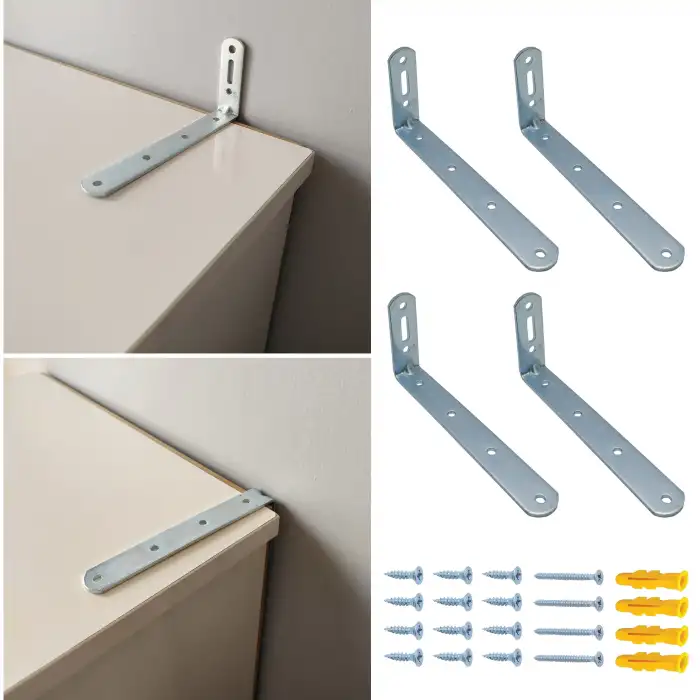 20x60x140 mm - Deprem Güvenliği Dolap Sabitleme Aparatı Seti - Mobilya Portmanto Gardırop Duvara Sabitleyici Aparat