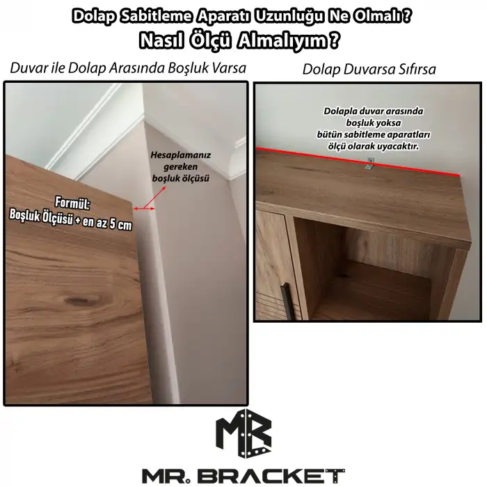 Deprem Güvenliği Dolap Sabitleme Seti 20x60x140mm - Mobilya Gardırop Eşya Duvara Sabitleyici Aparatı