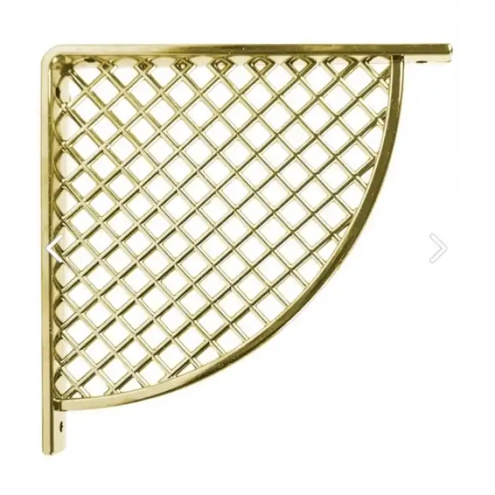 Hasır Desenli Plastik Altın (Gold) Dekoratif Raf Altı L Ayak 17x18cm - Duvara Raf Tutucu Montaj Askı Aparatı - Mutfak, Banyo, Koridor, Balkon, Çiçeklik Raf Ayağı