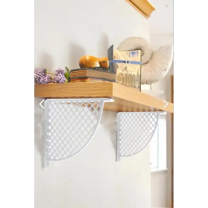 Hasır Desenli Plastik Beyaz Dekoratif Raf Altı L Ayak 17x18cm - Duvara Raf Tutucu Montaj Askı Aparatı - Mutfak, Banyo, Koridor, Balkon, Çiçeklik Raf Ayağı
