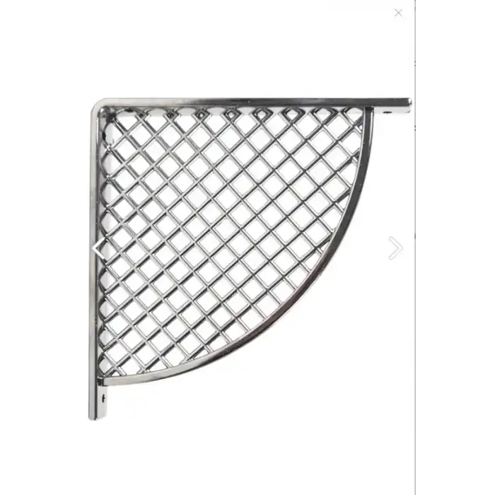 Hasır Desenli Plastik Krom (Gümüş) Dekoratif Raf Altı L Ayak 17x18cm - Duvara Raf Tutucu Montaj Askı Aparatı - Mutfak, Banyo, Koridor, Balkon, Çiçeklik Raf Ayağı
