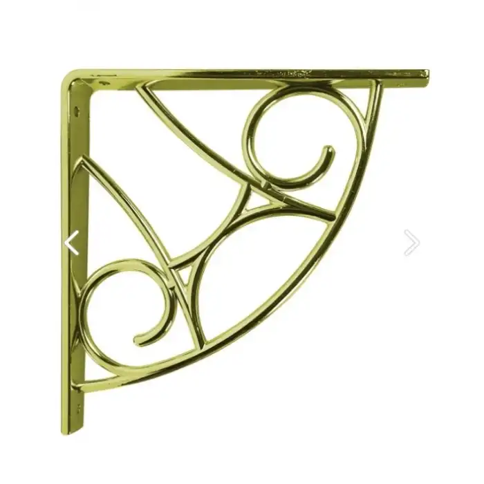 Koç Desenli Plastik Altın (Gold) Dekoratif Raf Altı L Ayak 17x18cm - Duvara Raf Tutucu Montaj Askı Aparatı - Mutfak, Banyo, Koridor, Balkon, Çiçeklik Raf Ayağı