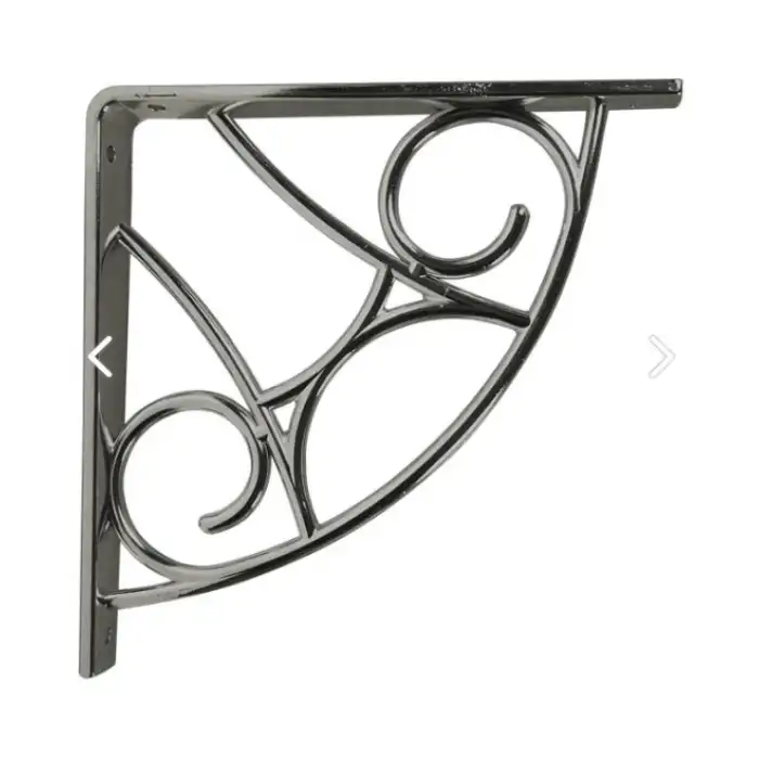 Koç Desenli Plastik Antrasit Dekoratif Raf Altı L Ayak 17x18cm - Duvara Raf Tutucu Montaj Askı Aparatı - Mutfak, Banyo, Koridor, Balkon, Çiçeklik Raf Ayağı