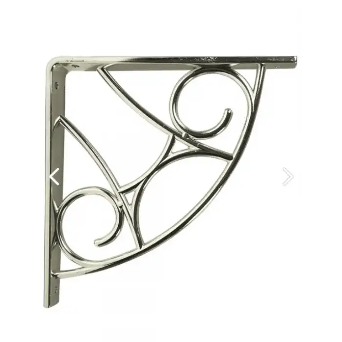 Koç Desenli Plastik Krom (Gümüş) Dekoratif Raf Altı L Ayak 17x18cm - Duvara Raf Tutucu Montaj Askı Aparatı - Mutfak, Banyo, Koridor, Balkon, Çiçeklik Raf Ayağı