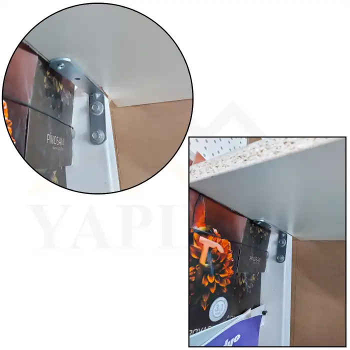 20x60x100 mm - Orta Yük Deprem Dolap Sabitleme Aparatı - Mobilya Gardırop Eşya Duvara Sabitleyici L Demir - (Kod_632)