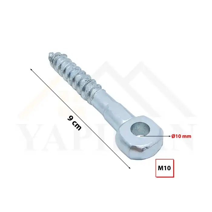 M10 Gözlü Vida - Delikli Kuş Gözü Vida - Yuvarlak Başlıklı Ahşap Duvar Beton Sunta Vidası