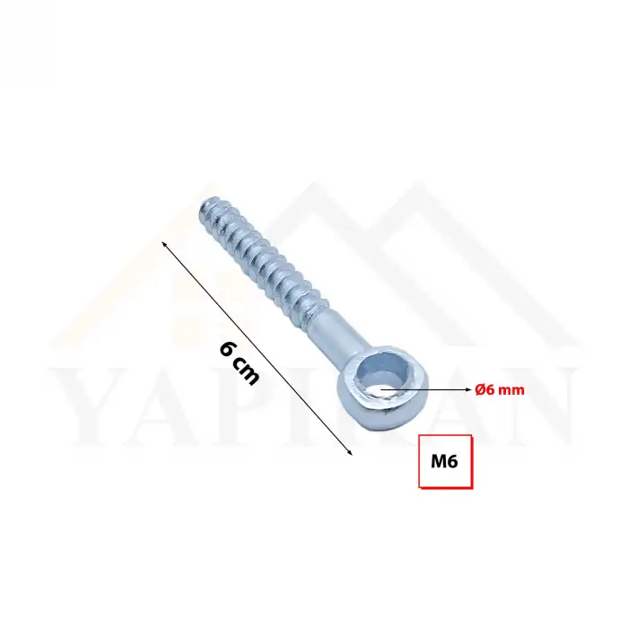 M6 Gözlü Vida - Delikli Kuş Gözü Vida - Yuvarlak Başlıklı Ahşap Duvar Beton Sunta Vidası