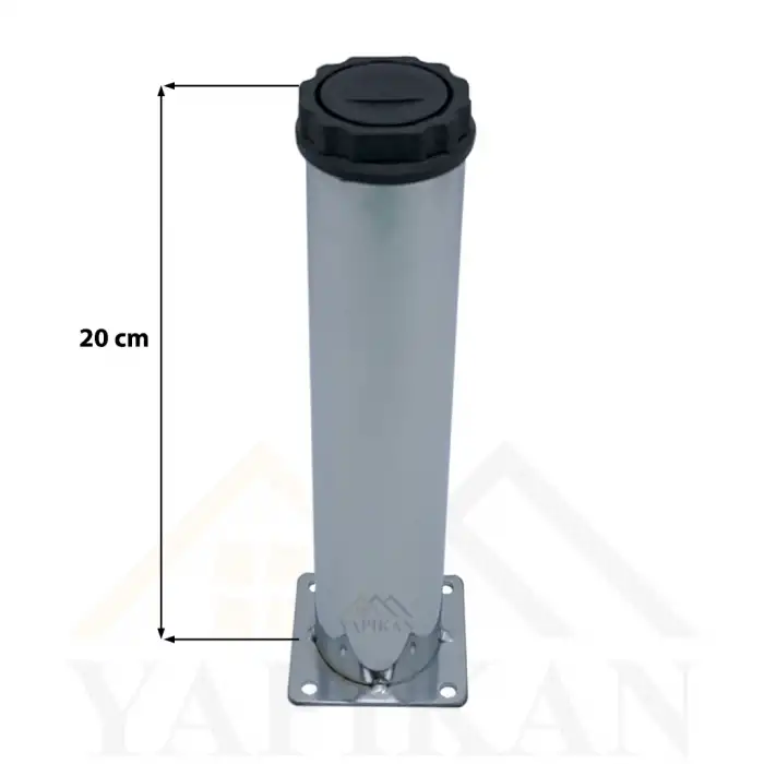 Metal Krom Baza Ayak 42 Lik Gövde 20 cm - Mobilya Dolap Baza Çekyat Koltuk Masa Kanepe Ayağı - Ayarlanabilir Metal Krom Baza Ayak Plastik Bingo - Vidalanabilir Tablalı Yükseltme Ayağı