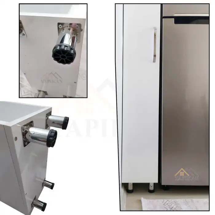 Metal Krom Baza Ayak 42 Lik Gövde 12 cm - Mobilya Dolap Baza Çekyat Koltuk Masa Kanepe Ayağı - Ayarlanabilir Metal Krom Baza Ayak Plastik Bingo - Vidalanabilir Tablalı Yükseltme Ayağı