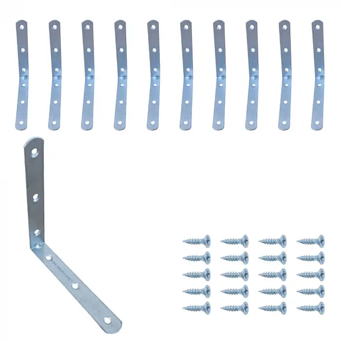 10 ad L Demir Gönye Köşebent 10x10cm - Mobilya Dolap Raf Köşe Sabitleme Birleştirme Bağlantı Aparatı