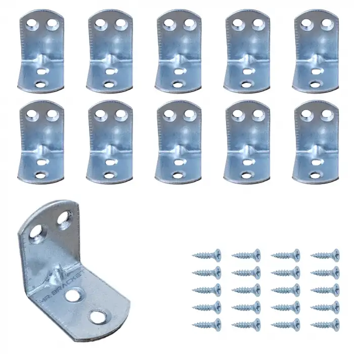 Mr. Bracket 10 ad L Demir Gönye Köşebent 22x30x30mm- Mobilya Dolap Köşe Birleştirme Bağlantı Aparatı