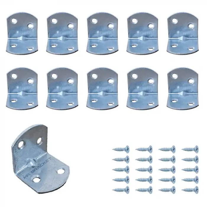 Mr. Bracket 10 ad L Demir Gönye Köşebent 30x30x30mm- Mobilya Dolap Köşe Birleştirme Bağlantı Aparatı