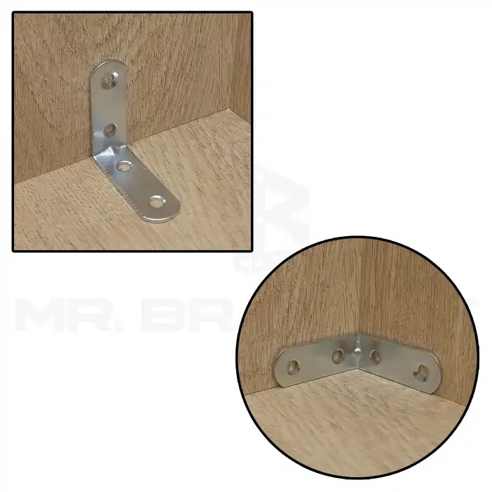 Mr. Bracket 10 ad. L Demir Gönye Köşebent 4x4cm- Mobilya Köşe Sabitleme Birleştirme Bağlantı Aparatı