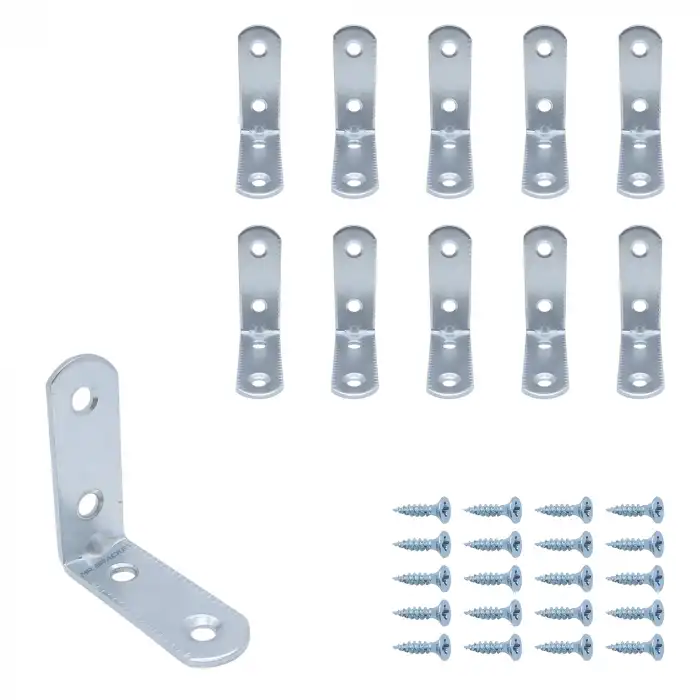 Mr. Bracket 10 ad. L Demir Gönye Köşebent 4x4cm- Mobilya Köşe Sabitleme Birleştirme Bağlantı Aparatı