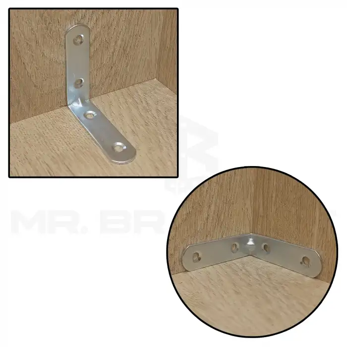Mr. Bracket 10 ad. L Demir Gönye Köşebent 5x5cm- Mobilya Köşe Sabitleme Birleştirme Bağlantı Aparatı