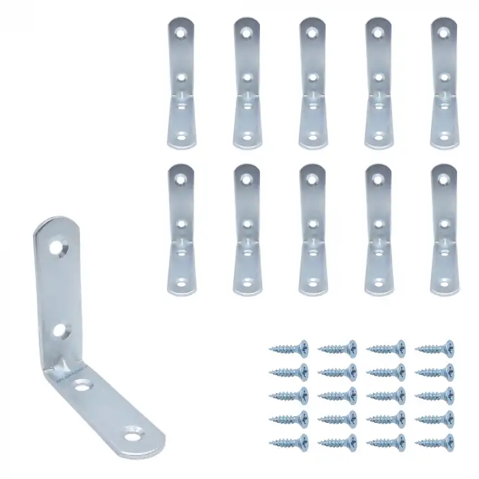 Mr. Bracket 10 ad. L Demir Gönye Köşebent 5x5cm- Mobilya Köşe Sabitleme Birleştirme Bağlantı Aparatı