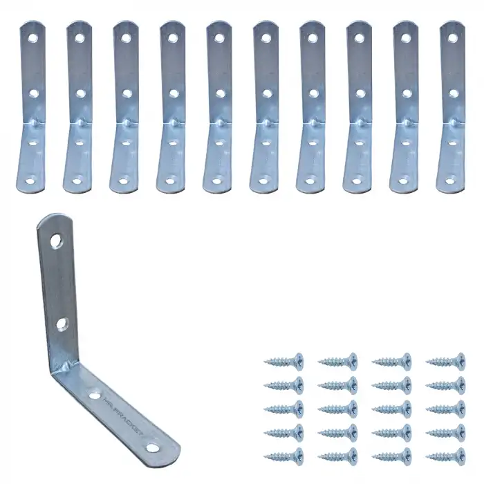 10 ad. L Demir Gönye Köşebent 7x7cm - Mobilya Dolap Raf Köşe Sabitleme Birleştirme Bağlantı Aparatı