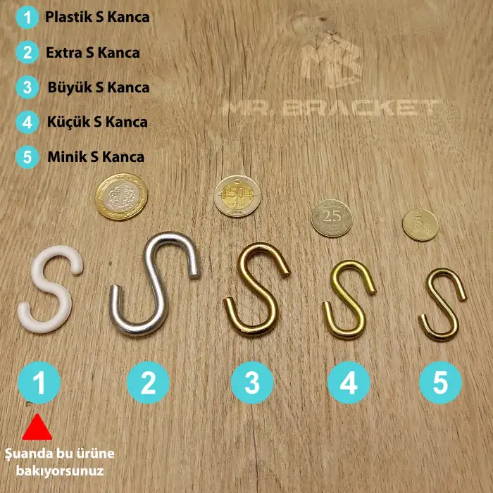 Mr. Bracket 10 ad. Plastik S Kanca - Plastik Es Banyo Kancası Eşya Elbise Asmak için Kanca