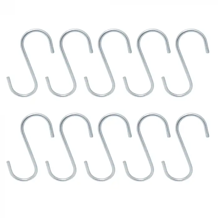 Mr. Bracket 10 adet Uzun Es Kanca 4x110 - S Kanca Metal - Banyo Mutfak Dolap Düzenleyici Kanca Demir