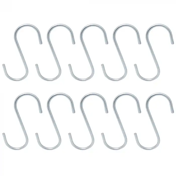 Mr. Bracket 10 adet Uzun Es Kanca 5x130 - S Kanca Metal - Banyo Mutfak Dolap Düzenleyici Kanca Demir