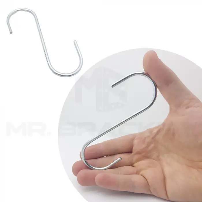 Mr. Bracket 10 adet Uzun Es Kanca 5x130 - S Kanca Metal - Banyo Mutfak Dolap Düzenleyici Kanca Demir