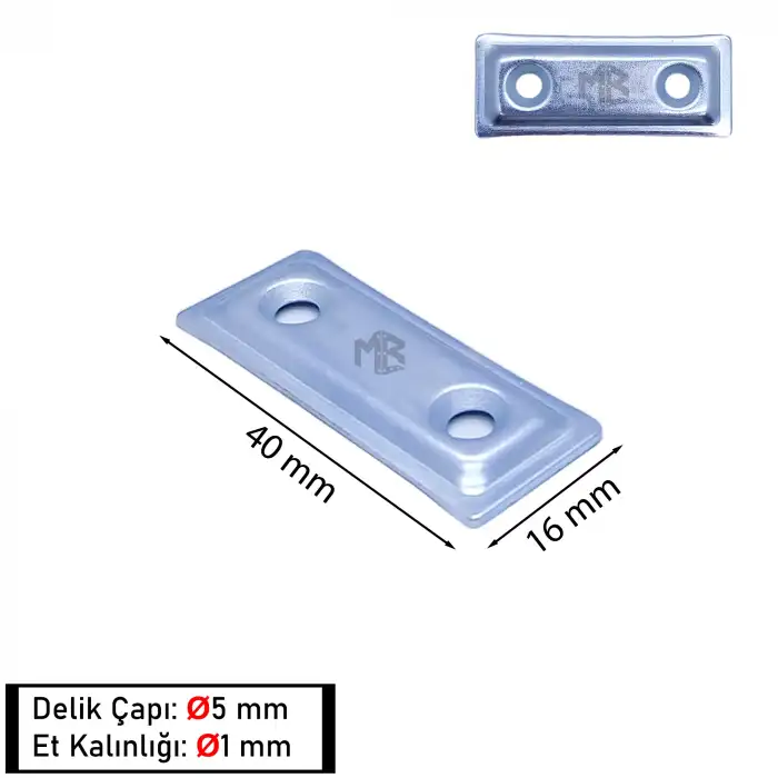 Mr. Bracket 25 ad. Düz Gönye Bağlantı Demiri 16x40mm - Mobilya Dolap Raf Köşe Birleştirme Aparatı