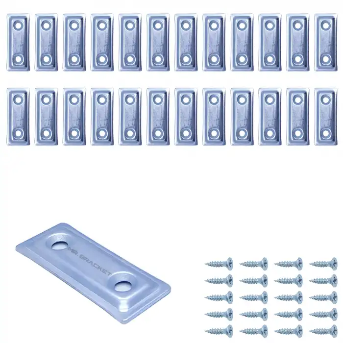 Mr. Bracket 25 ad. Düz Gönye Bağlantı Demiri 16x40mm - Mobilya Dolap Raf Köşe Birleştirme Aparatı