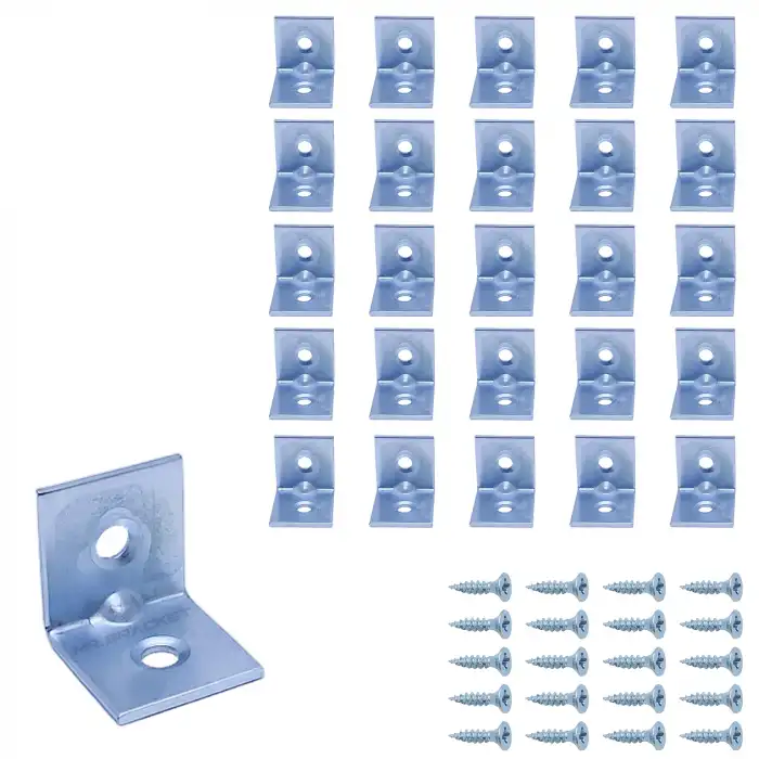 Mr. Bracket 25 ad L Demir Gönye Köşebent 16x16x16mm- Mobilya Dolap Köşe Birleştirme Bağlantı Aparatı