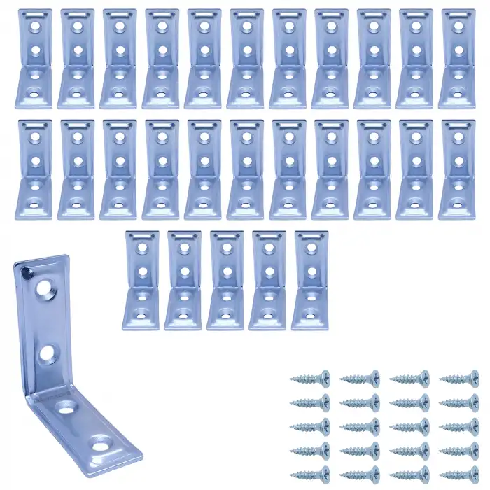 Mr. Bracket 25 ad L Demir Gönye Köşebent 16x40x40mm- Mobilya Dolap Köşe Birleştirme Bağlantı Aparatı