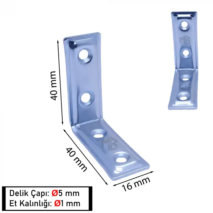 Mr. Bracket 25 ad L Demir Gönye Köşebent 16x40x40mm- Mobilya Dolap Köşe Birleştirme Bağlantı Aparatı