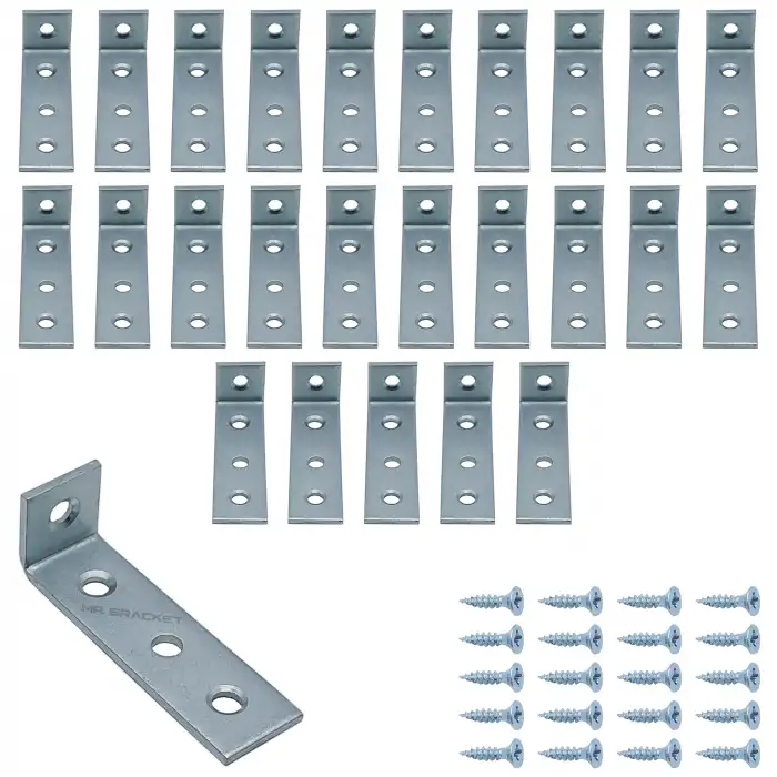 Mr. Bracket 25 ad. L Demir Gönye Köşebent 16x55x15mm - Mobilya Dolap Sabitleme Köşe Bağlantı Aparatı