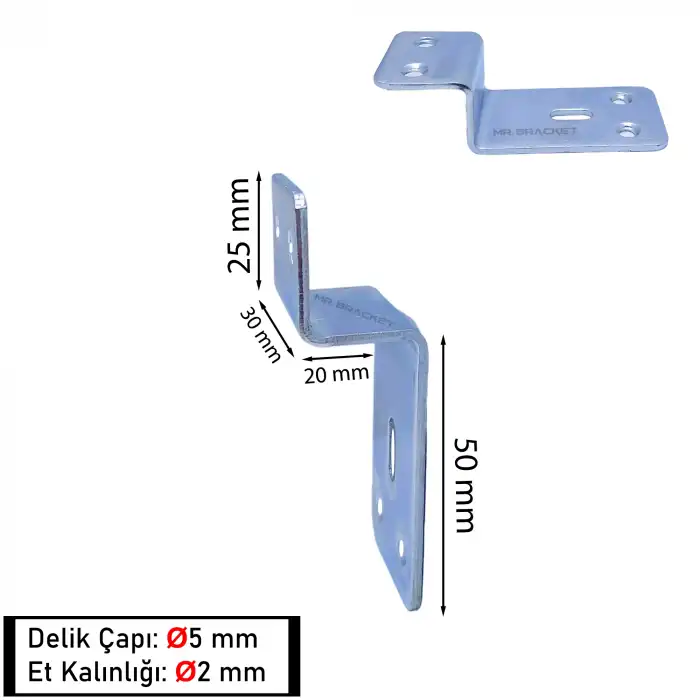 Mr. Bracket 4 ad. Ze Gönye Köşebent 30x50x20x25mm - Eşya Asma Duvar Kancası Destek Askısı Aparatı