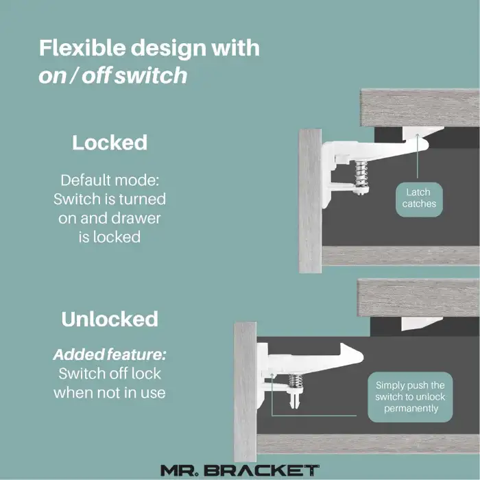 4lü Bebek Çocuk Kilit Gizli Çekmece Dolap Güvenlik Kilidi - Geliştirilmiş Versiyon 3M Yapışkanlı