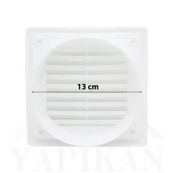 Sabit Baca Kapağı Kare 13 cm - Aspiratör Davlumbaz Duvar Menfezi - Sabit Panjurlu Aspiratör Borusu Çıkış Kapağı