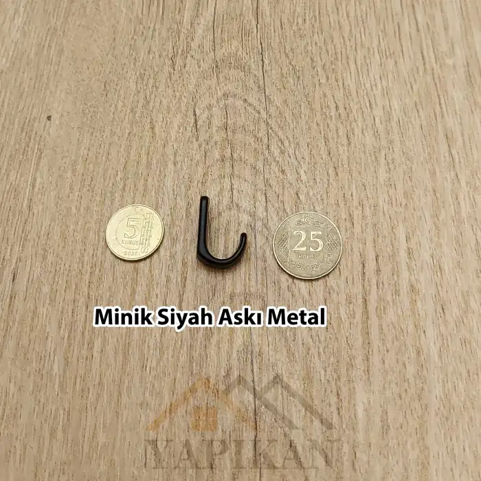 Siyah Minik Askı Metal - Portmanto Gardırop Dolap Askısı - Çanta Eşya Elbise Duvar Askılığı