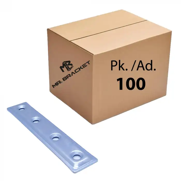 Toptan 100 ad. - 16x80mm Düz Gönye Köşebent - Metal Köşe Bağlantı Demiri Birleştirme Montaj Aparatı