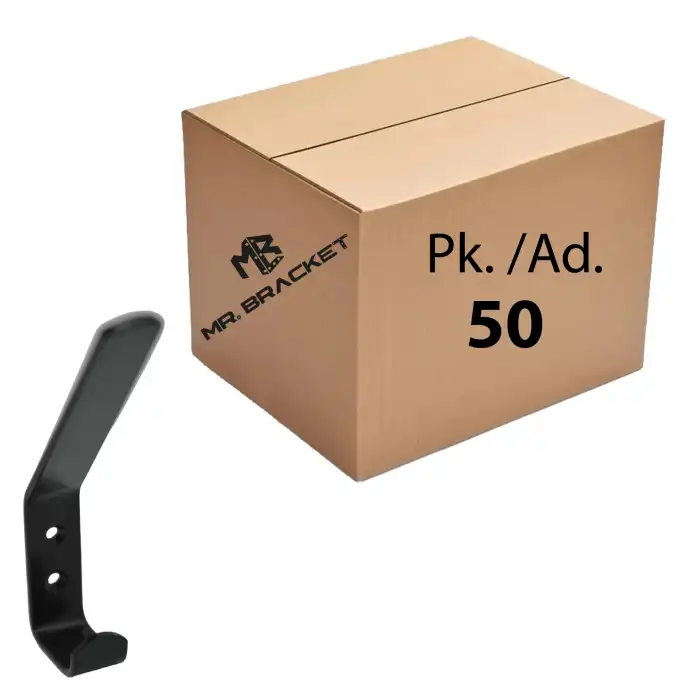 Toptan 50 ad. - Dekoratif Çelik Askı Portmanto Duvar Askısı Siyah - Vestiyer Eşya Elbise Askılığı