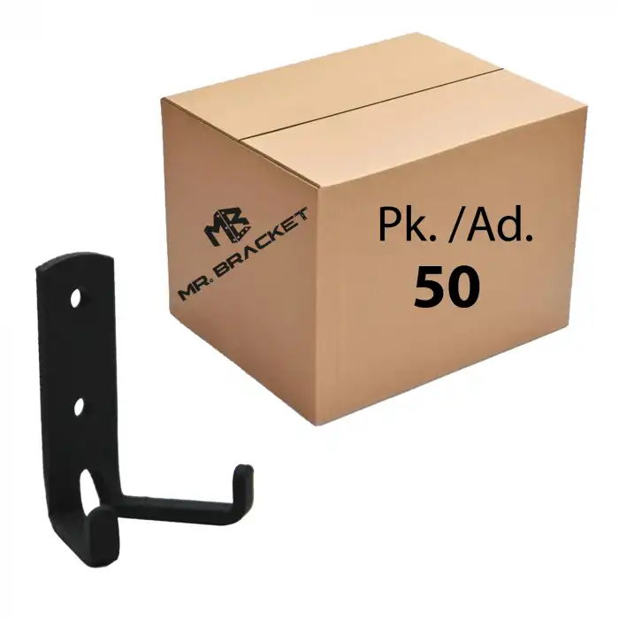Toptan 50 ad. - Çelik Koç Askı Portmanto Duvar Askısı Texture Mat Siyah - Okul Sınıf Askılık Sıra Çanta Askılığı