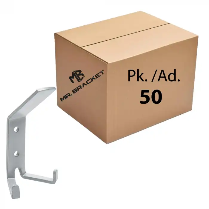 Toptan 50 ad. - Çelik Portmanto Koç Askı Duvar Askısı Gümüş - Okul Sınıf Askılık Sıra Çanta Askılığı