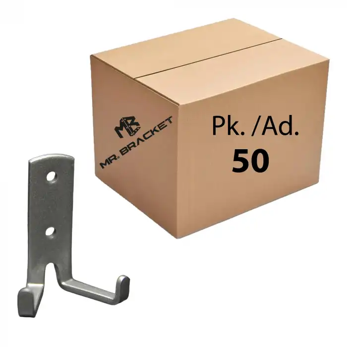 Toptan 50 ad. - Çelik Koç Askı Portmanto Duvar Askısı Gümüş - Okul Sınıf Askılık Sıra Çanta Askılığı