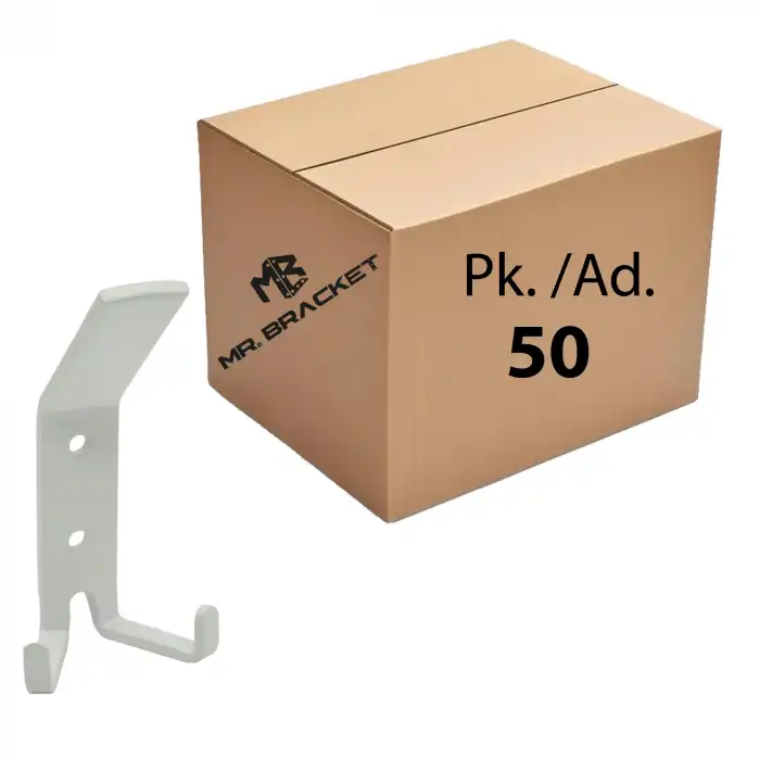 Toptan 50 ad. - Çelik Portmanto Koç Askı Duvar Askısı Beyaz - Okul Sınıf Askılık Sıra Çanta Askılığı