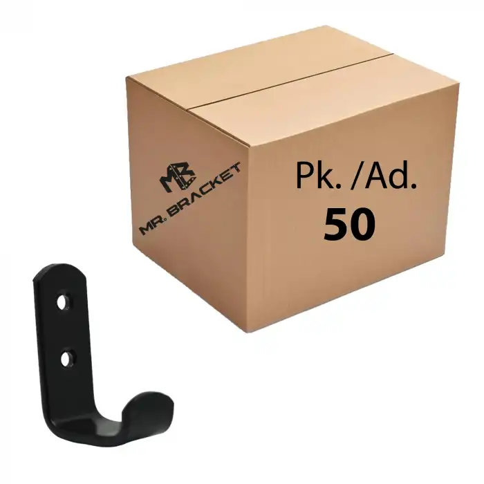 Toptan 50 ad.- Çelik Portmanto Duvar Askısı 30mm Siyah - Okul Sınıf Askılık Masa Sıra Çanta Askılığı