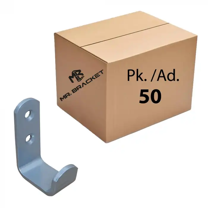 Toptan 50 ad. - Metal Duvar Askısı Gri Renk - Kırılmaz Okul Sınıf Askılık Masa Sıra Çanta Askılığı