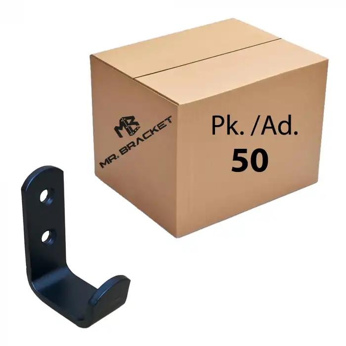 Toptan 50 ad. - Metal Duvar Askısı Siyah - Kırılmaz Okul Sınıf Askılık Masa Sıra Çanta Askılığı