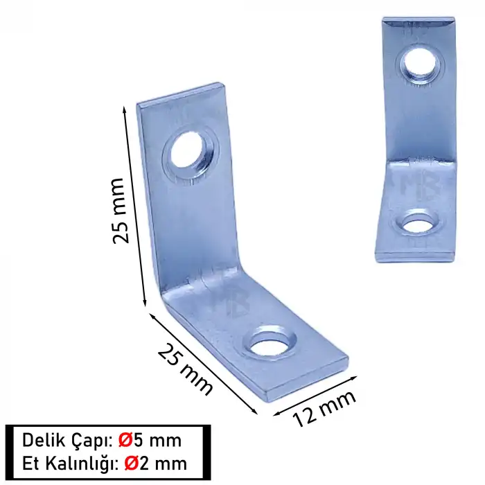 Toptan 500 ad. - 12x25x25mm L Demir Gönye Köşebent - Mobilya Dolap Köşe Birleştirme Bağlantı Aparatı