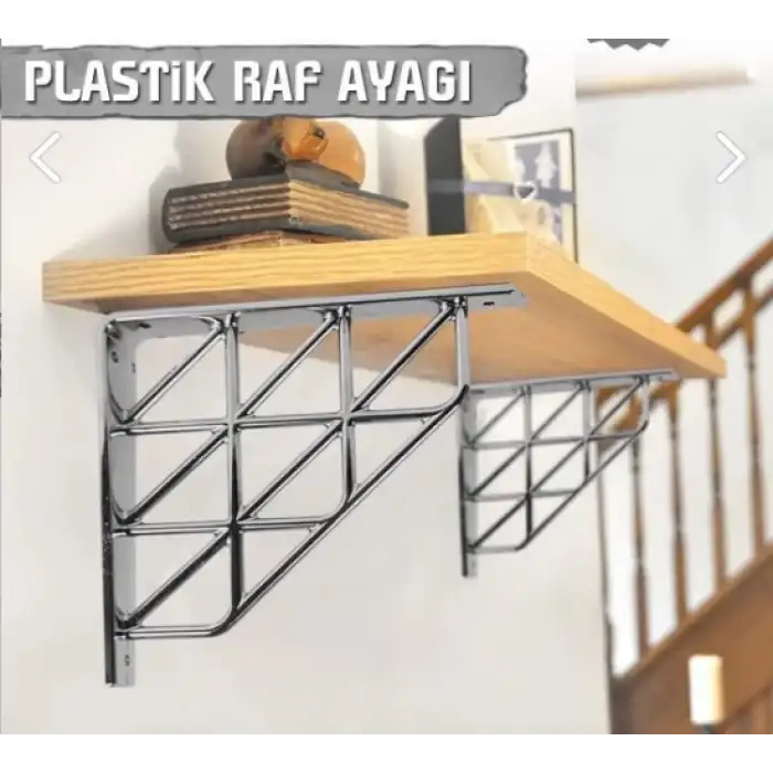 Üçgen Desenli Plastik Antrasit Dekoratif Raf Altı L Ayak 17x18cm - Duvara Raf Tutucu Montaj Askı Aparatı - Mutfak, Banyo, Koridor, Balkon, Çiçeklik Raf Ayağı