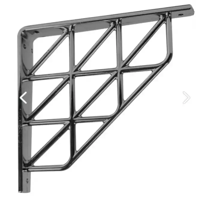 Üçgen Desenli Plastik Antrasit Dekoratif Raf Altı L Ayak 17x18cm - Duvara Raf Tutucu Montaj Askı Aparatı - Mutfak, Banyo, Koridor, Balkon, Çiçeklik Raf Ayağı